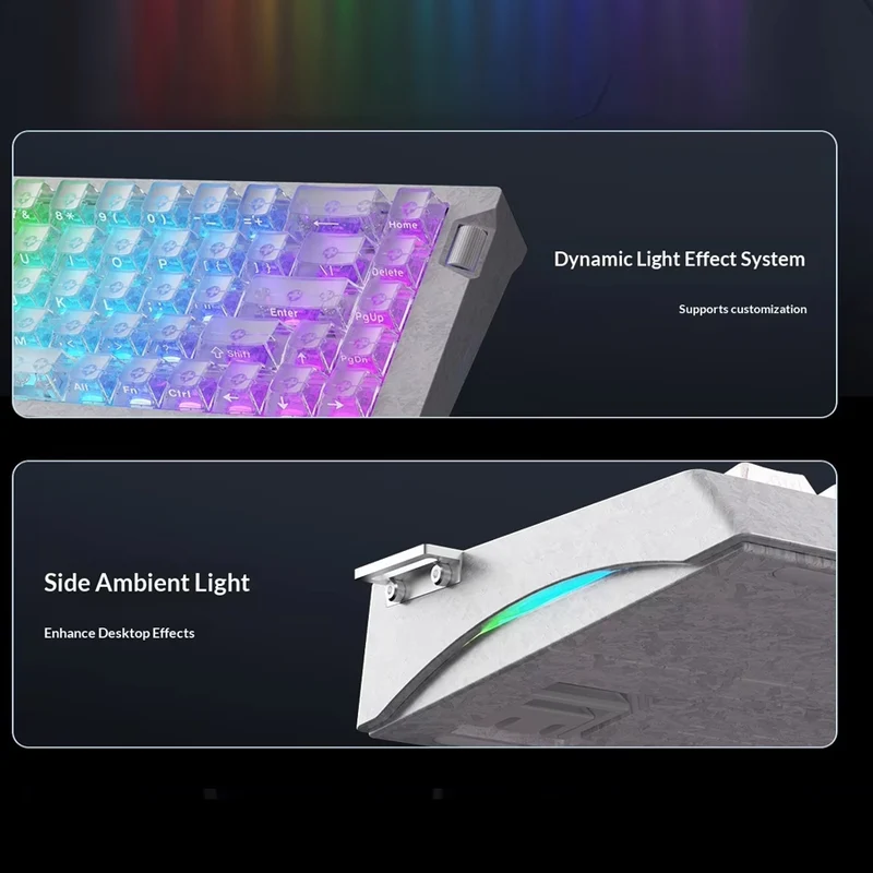 Ajazz AK680 V3 RGB Wired 68-Keys Magnetic Keyboard (Transparent Yellow Purple Dark Purple) (Thunder Crystal Magnetic Switch)