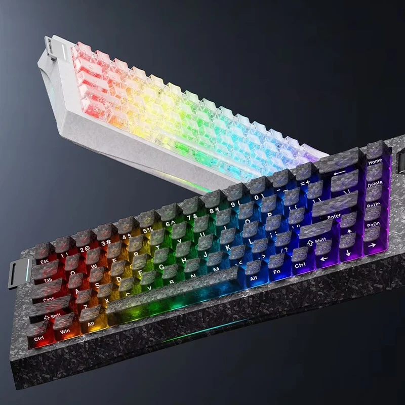 Ajazz AK680 V3 RGB Wired 68-Keys Magnetic Keyboard (Transparent Yellow Purple Dark Purple) (Thunder Crystal Magnetic Switch)