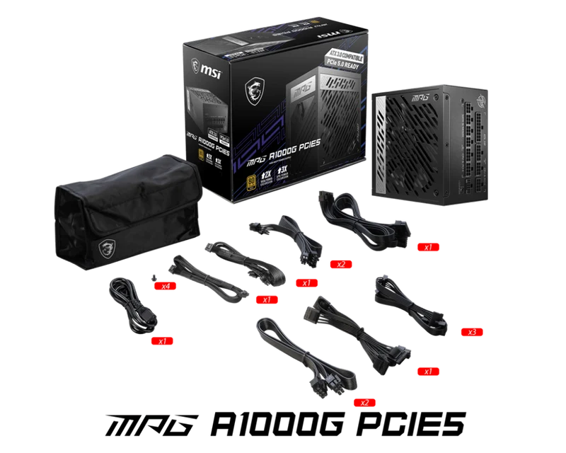 MSI Desktop PC Netzteil ATX 1000Watt 80 Plus Gold MPG A1000G PCIE5