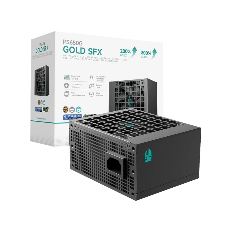 DeepCool PS650G 650W Gold Fully Modular SFX Power Supply (Cybenetics Platinum Certified) (R-PS650G-FE0B-JGUS)