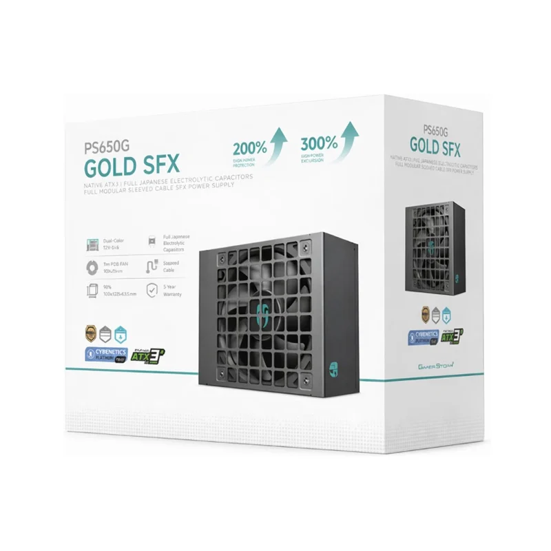 DeepCool PS650G 650W Gold Fully Modular SFX Power Supply (Cybenetics Platinum Certified) (R-PS650G-FE0B-JGUS)