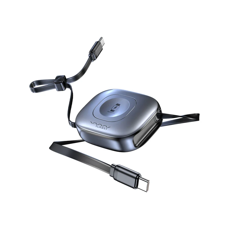 Vyvylabs Mi Square Retractable Cable and Wireless Watch Charger Type-C to Type-C 100W (Black, Creamy White) (VCXFY-BK, VCXFY-WH)