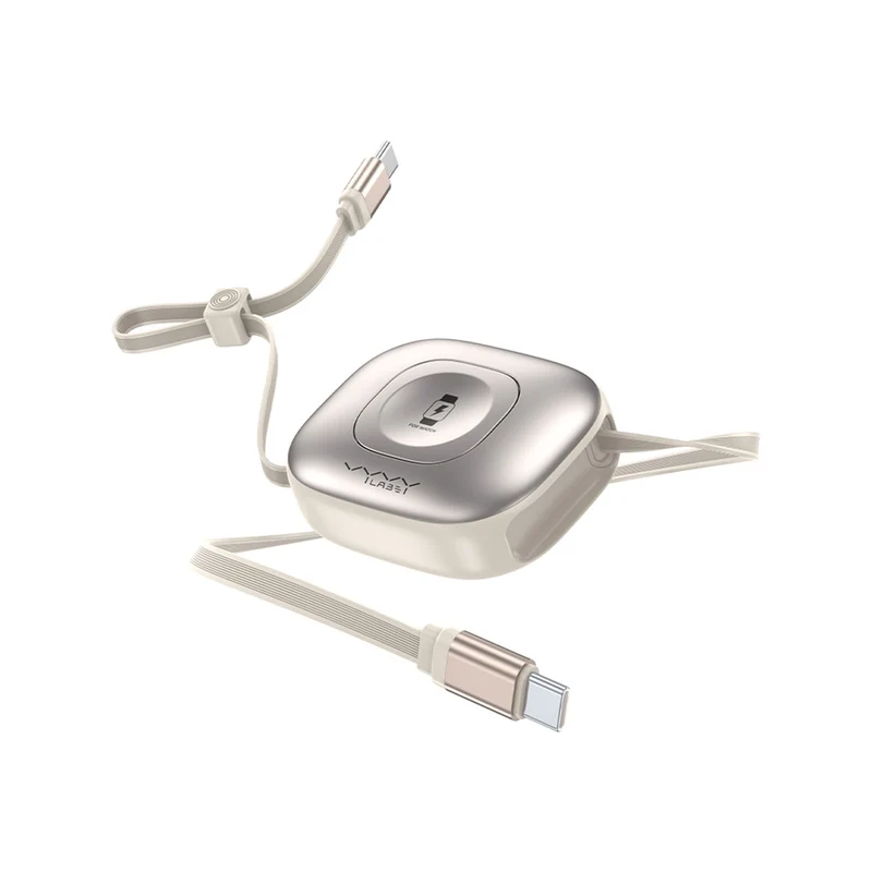 Vyvylabs Mi Square Retractable Cable and Wireless Watch Charger Type-C to Type-C 100W (Black, Creamy White) (VCXFY-BK, VCXFY-WH)