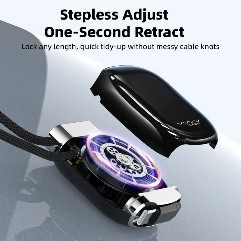 Vyvylabs Elegant Retractable Type-C to Type-C Cable 240W (Black, White) (VCRM-BK, VCRM-WH)