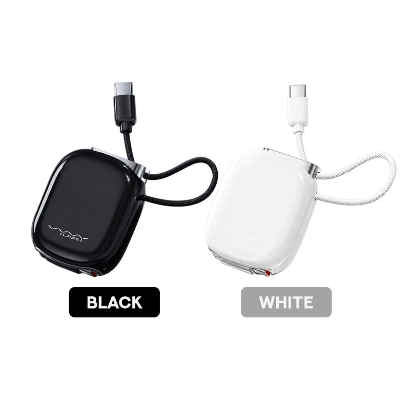 Vyvylabs Elegant Retractable Type-C to Type-C Cable 240W (Black, White) (VCRM-BK, VCRM-WH)