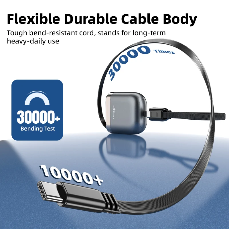 Vyvylabs Vans Retractable Cable Type-C to Type-C 240W (Black, Silver) (VCFS-BK, VCFS-WH)