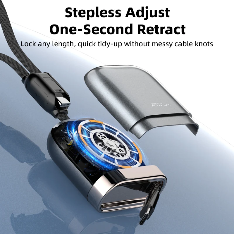 Vyvylabs Vans Retractable Cable Type-C to Type-C 240W (Black, Silver) (VCFS-BK, VCFS-WH)