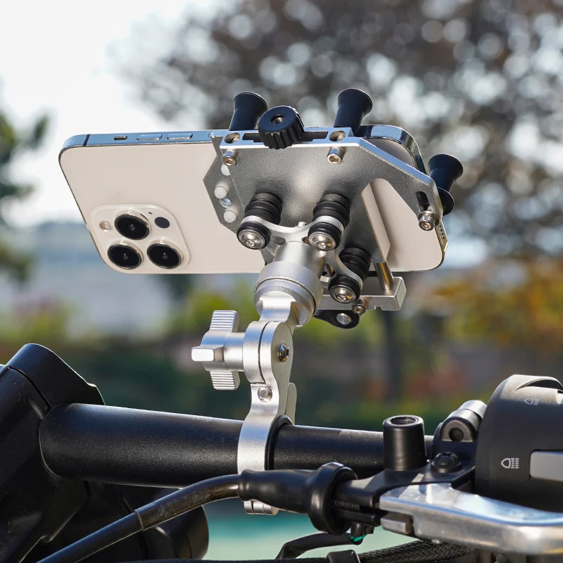 Vyvylabs ZX-H66 Handlebar Anti-Shock 360 Degrees and 180 Degrees Rotating Metal Bracket (Black, Silver) (H66-BK, H66-SLV)