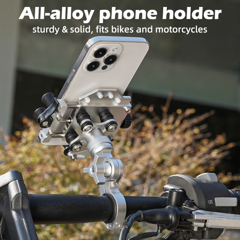 Vyvylabs ZX-H66 Handlebar Anti-Shock 360 Degrees and 180 Degrees Rotating Metal Bracket (Black, Silver) (H66-BK, H66-SLV)