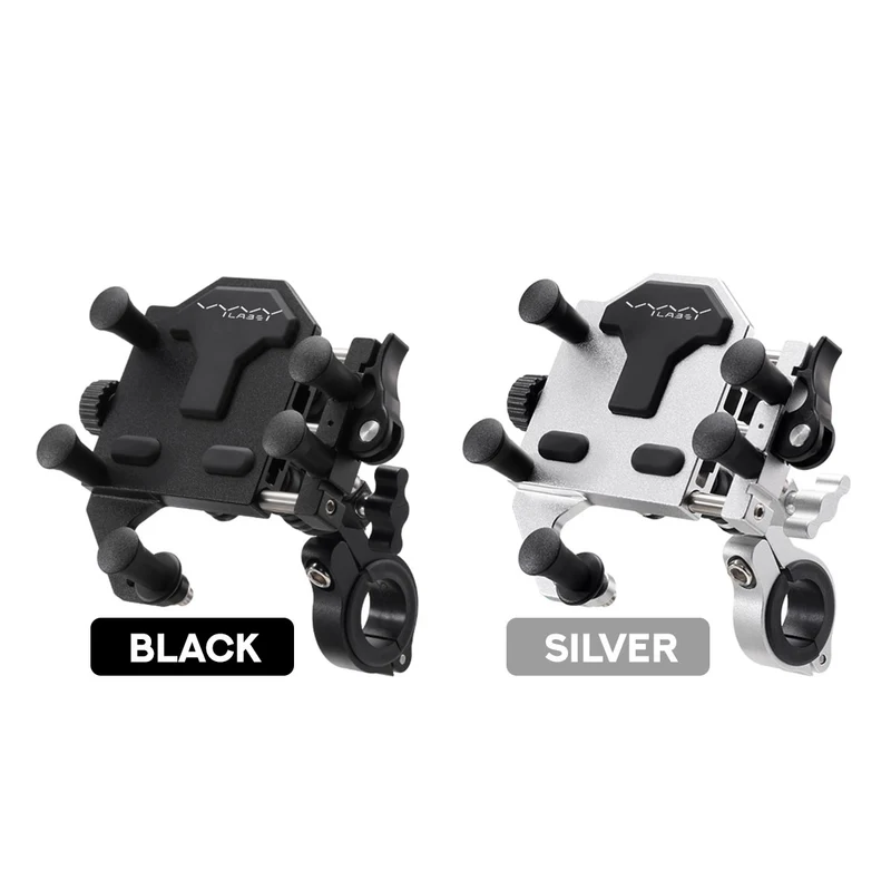 Vyvylabs ZX-H66 Handlebar Anti-Shock 360 Degrees and 180 Degrees Rotating Metal Bracket (Black, Silver) (H66-BK, H66-SLV)