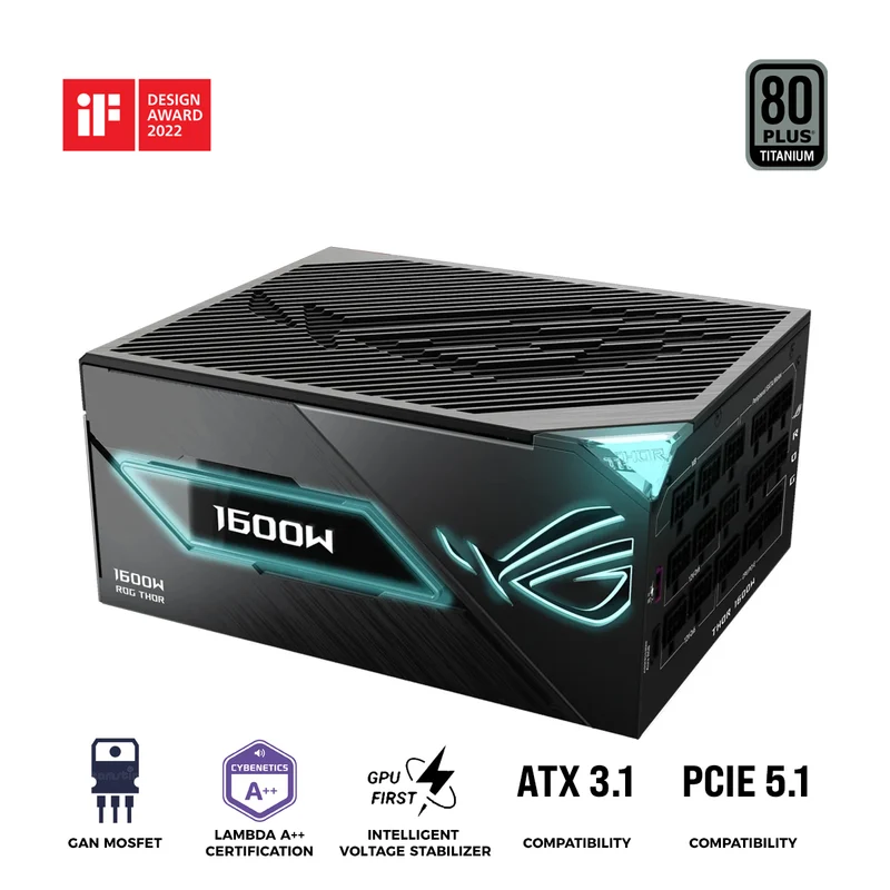 ASUS ROG THOR 1600W Titanium III EVO ATX 3.1 80+ Titanium Gaming Power Supply (ROG Equalizer)