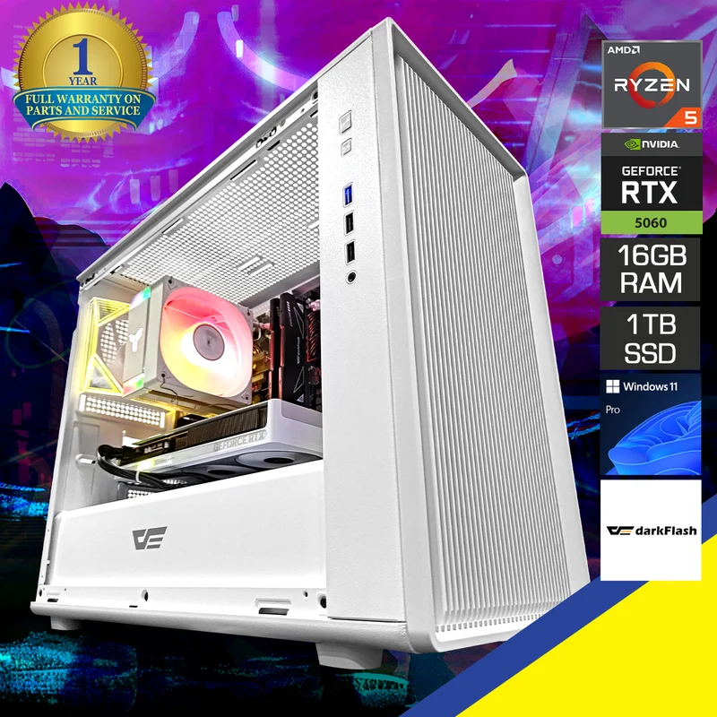 Sigma DB460M White Desktop Gaming PC | AMD Ryzen 5 5600 | 16GB (2x8GB) RAM | 1TB SSD | RTX 5060 | Windows 11 Pro