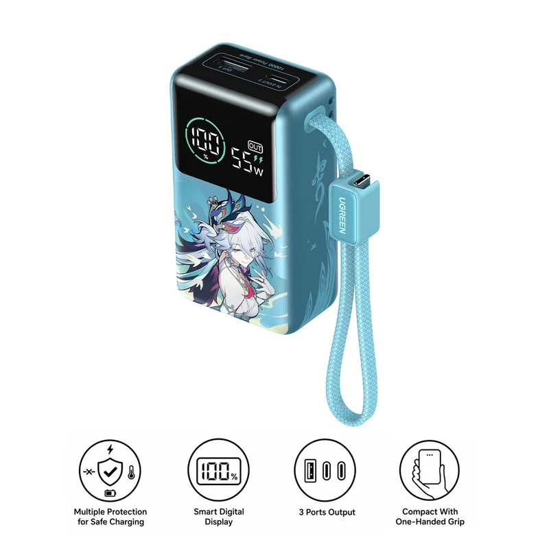 Ugreen x Honkai: Star Rail Nexode Pro 10000mAh 1xUSB-C + 1xUSB-A Power Bank with 1xUSB-C 55W Built-in Cable (PB727/75701SR)