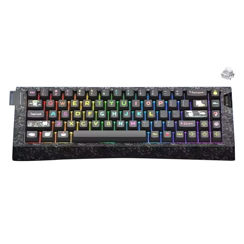 Ajazz AK680 V3 RGB Wired 68-Keys Magnetic Keyboard (Black Transparent Neon Chroma) (Thunder Shadow Magnetic Switch)