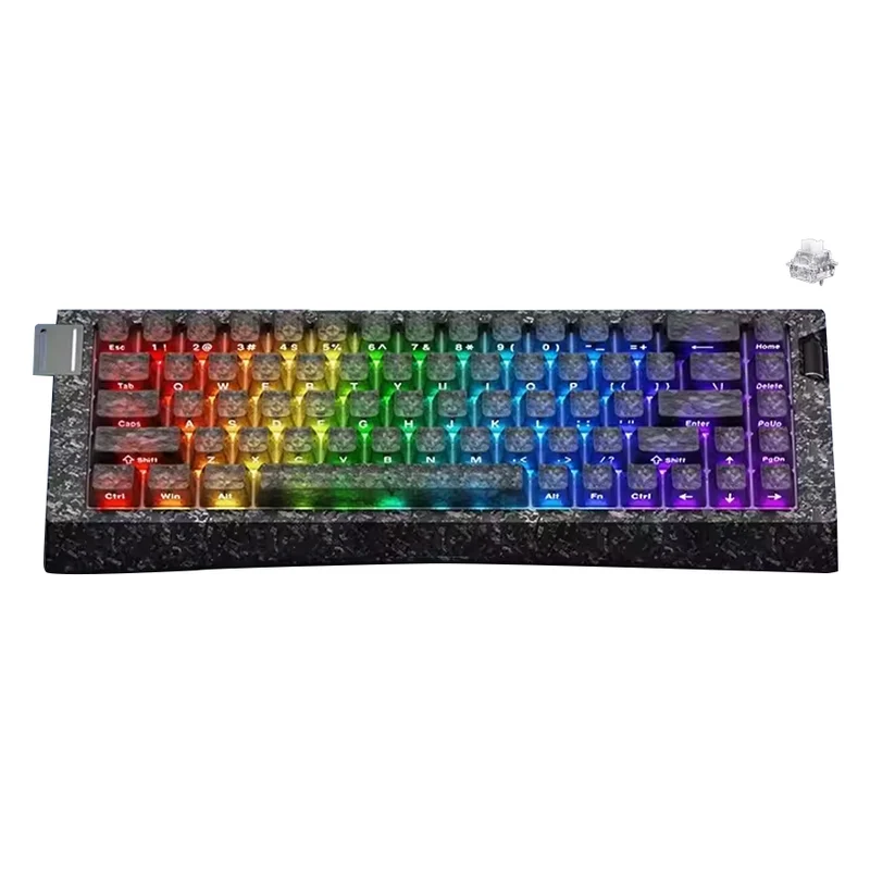 Ajazz AK680 V3 RGB Wired 68-Keys Magnetic Keyboard (Black Transparent Carbon Fiber Texture) (Thunder Shadow Magnetic Switch)