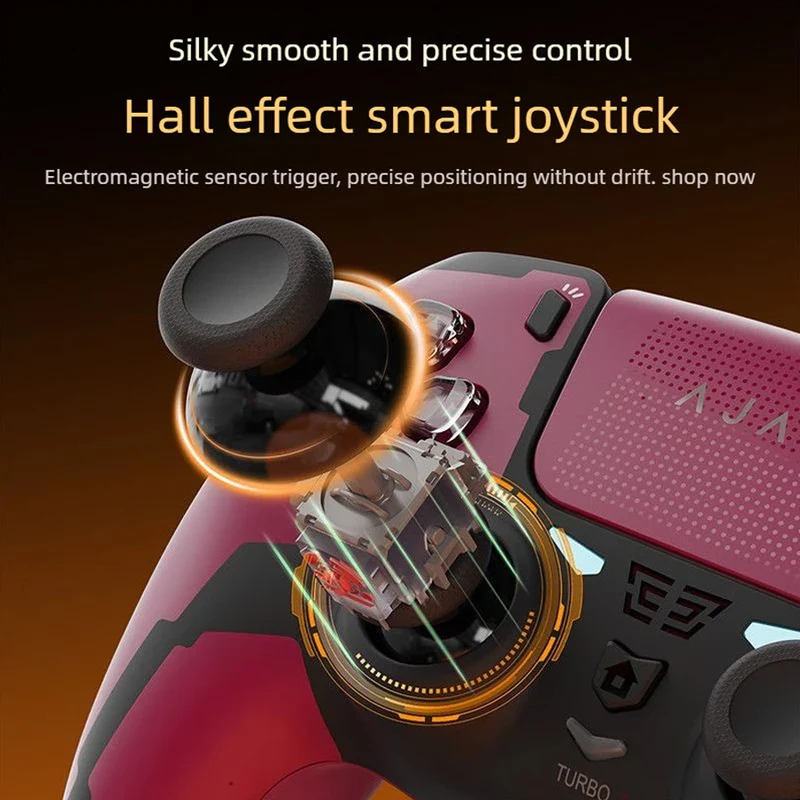Ajazz GP100 PS Tri-Mode Gaming Controller with Hall Effect (Red)
