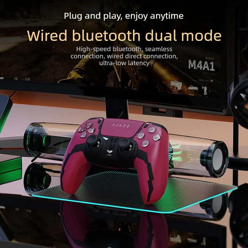 Ajazz GP100 PS Tri-Mode Gaming Controller with Hall Effect (Red)