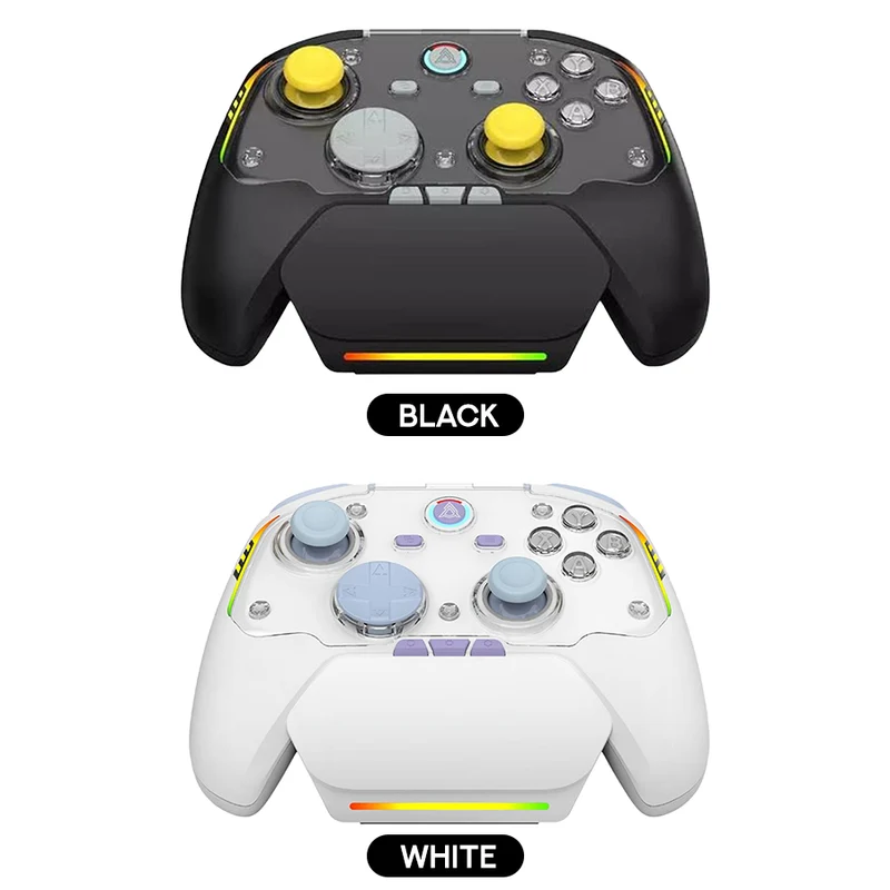 Ajazz GP100 NS Tri-Mode Gaming Controller Set with Hall Effect (Black-Grey-Yellow, Purple-White-Blue)