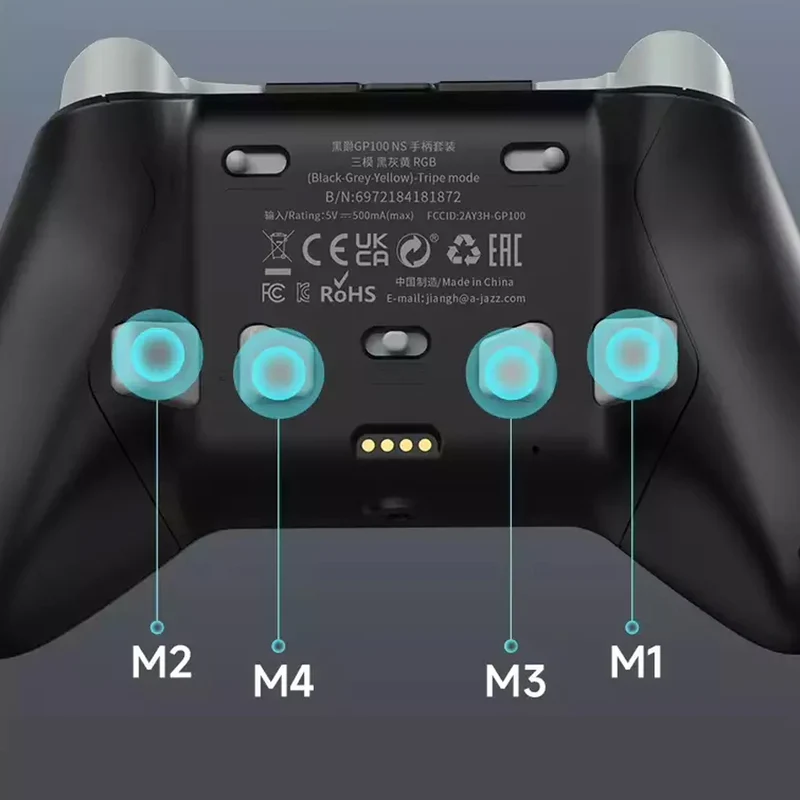Ajazz GP100 NS Tri-Mode Gaming Controller Set with Hall Effect (Black-Grey-Yellow, Purple-White-Blue)