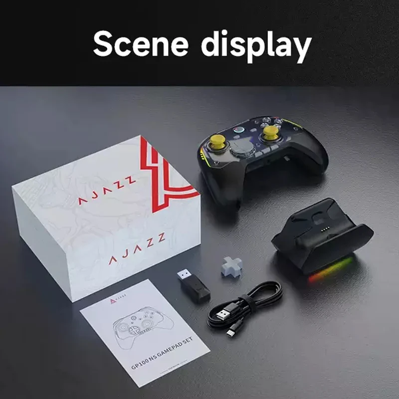 Ajazz GP100 NS Tri-Mode Gaming Controller Set with Hall Effect (Black-Grey-Yellow, Purple-White-Blue)