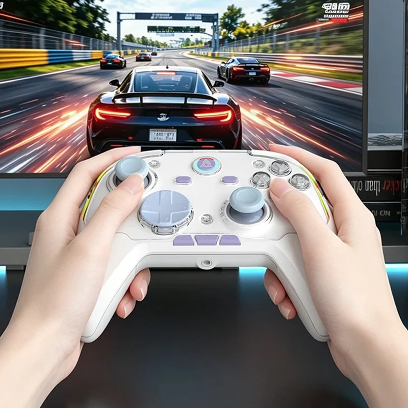 Ajazz GP100 NS Tri-Mode Gaming Controller Set with Hall Effect (Black-Grey-Yellow, Purple-White-Blue)