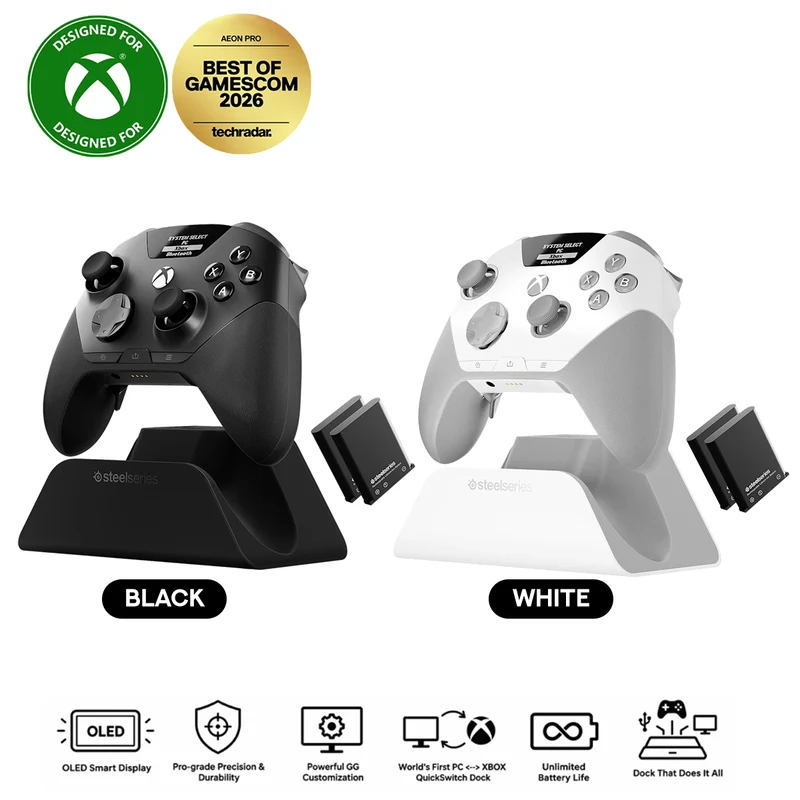 SteelSeries Aeon Pro Wireless Gaming Controller for Xbox / PC / Mobile (Black, White) (69112, 69115)