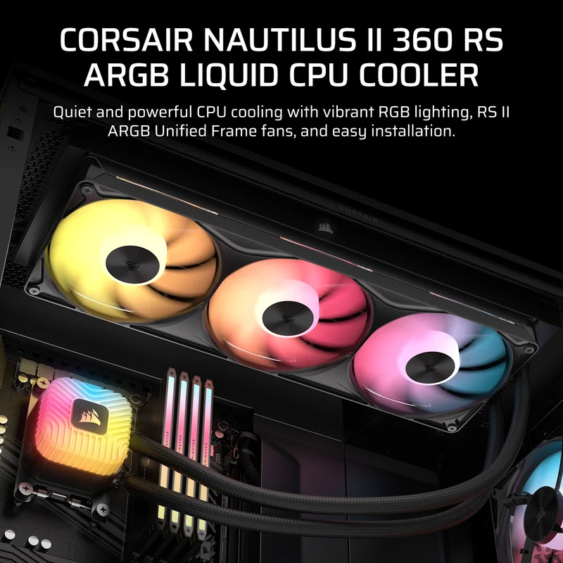 Corsair Nautilus II 360 RS ARGB Performance 360mm Liquid CPU Cooler (Black, White) (CW-9061049-WW, CW-9061050-WW)
