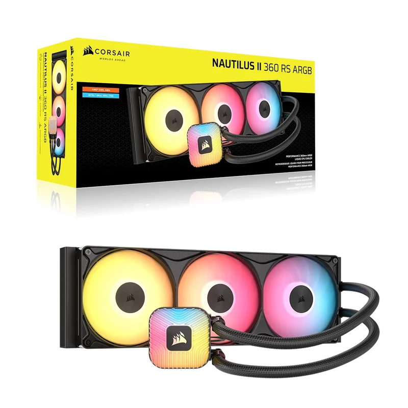 Corsair Nautilus II 360 RS ARGB Performance 360mm Liquid CPU Cooler (Black, White) (CW-9061049-WW, CW-9061050-WW)