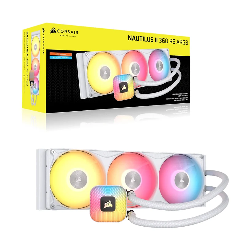 Corsair Nautilus II 360 RS ARGB Performance 360mm Liquid CPU Cooler (Black, White) (CW-9061049-WW, CW-9061050-WW)