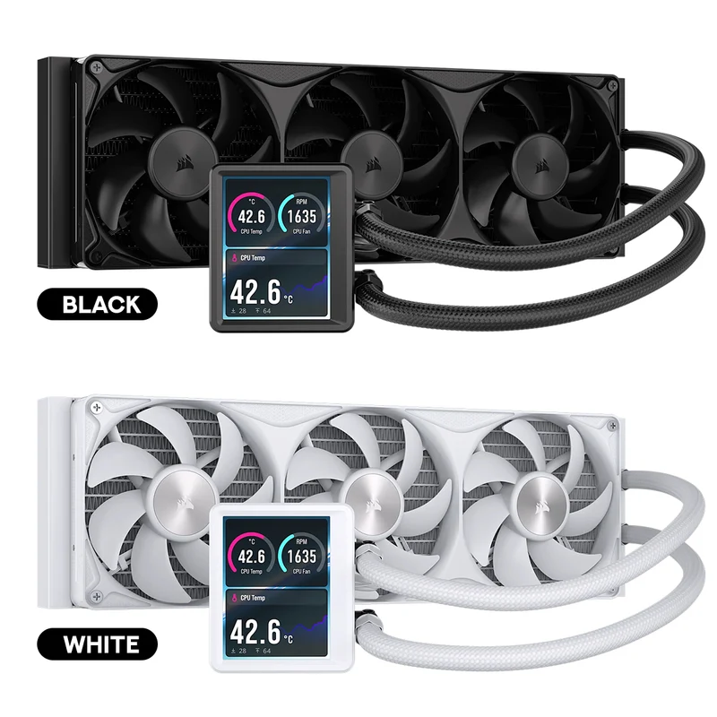 Corsair Nautilus II 360 RS Performance LCD 360mm Liquid CPU Cooler (Black, White) (CW-9061053-WW, CW-9061054-WW)