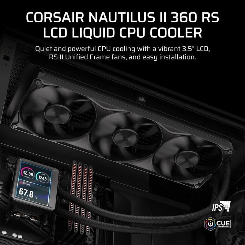 Corsair Nautilus II 360 RS Performance LCD 360mm Liquid CPU Cooler (Black, White) (CW-9061053-WW, CW-9061054-WW)