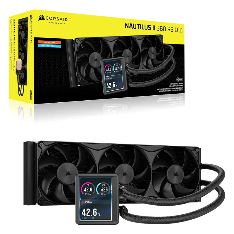 Corsair Nautilus II 360 RS Performance LCD 360mm Liquid CPU Cooler (Black, White) (CW-9061053-WW, CW-9061054-WW)
