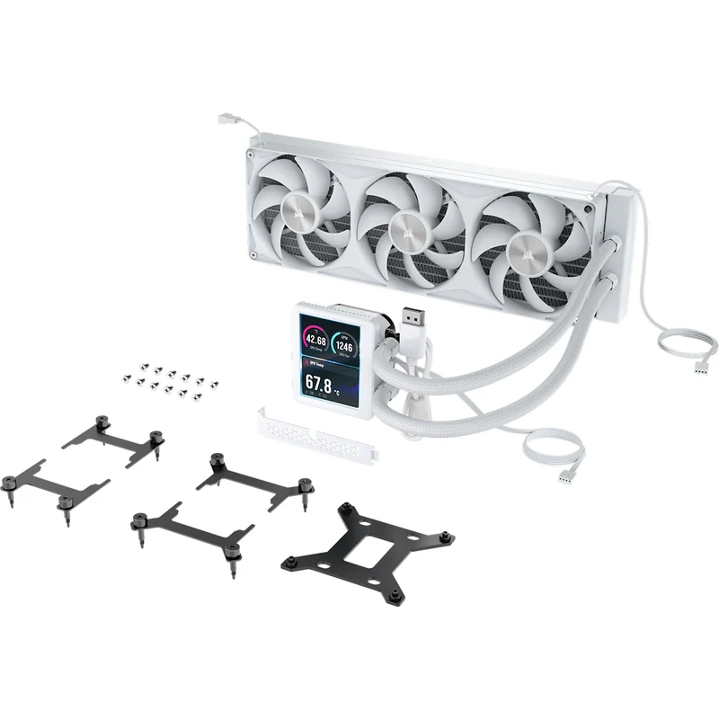 Corsair Nautilus II 360 RS Performance LCD 360mm Liquid CPU Cooler (Black, White) (CW-9061053-WW, CW-9061054-WW)