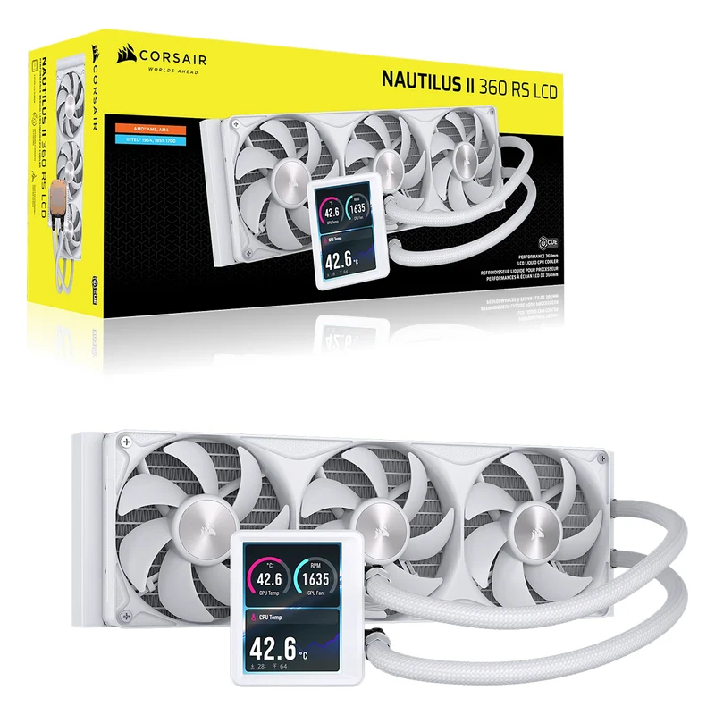 Corsair Nautilus II 360 RS Performance LCD 360mm Liquid CPU Cooler (Black, White) (CW-9061053-WW, CW-9061054-WW)