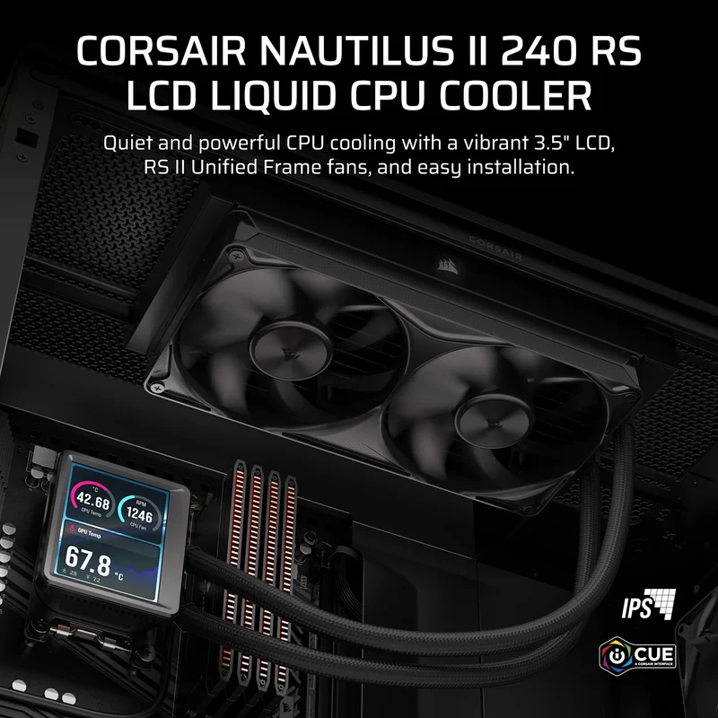Corsair Nautilus II 240 RS Performance LCD 240mm Liquid CPU Cooler (Black, White) (CW-9061051-WW, CW-9061052-WW)