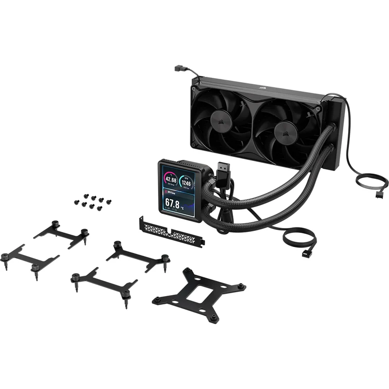Corsair Nautilus II 240 RS Performance LCD 240mm Liquid CPU Cooler (Black, White) (CW-9061051-WW, CW-9061052-WW)