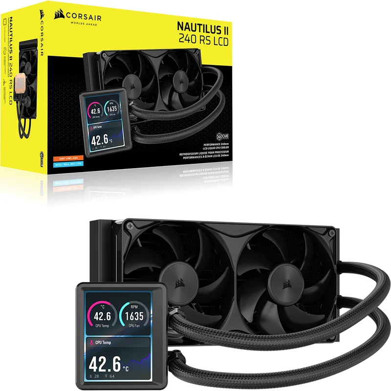 Corsair Nautilus II 240 RS Performance LCD 240mm Liquid CPU Cooler (Black, White) (CW-9061051-WW, CW-9061052-WW)