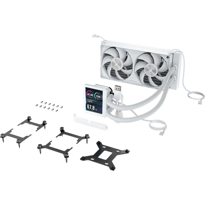 Corsair Nautilus II 240 RS Performance LCD 240mm Liquid CPU Cooler (Black, White) (CW-9061051-WW, CW-9061052-WW)