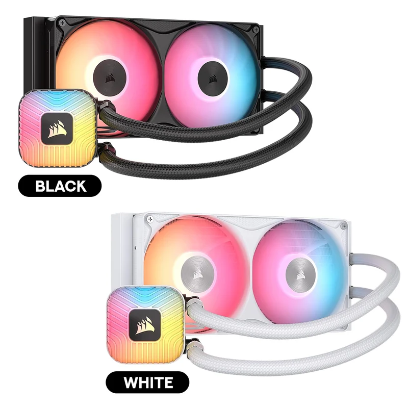 Corsair Nautilus II 240 RS ARGB Performance LCD 240mm Liquid CPU Cooler (Black, White) (CW-9061047-WW, CW-9061048-WW)