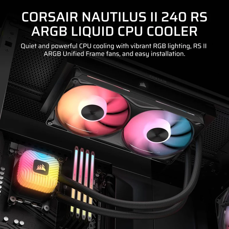 Corsair Nautilus II 240 RS ARGB Performance LCD 240mm Liquid CPU Cooler (Black, White) (CW-9061047-WW, CW-9061048-WW)