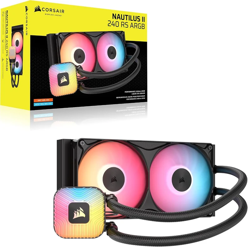 Corsair Nautilus II 240 RS ARGB Performance LCD 240mm Liquid CPU Cooler (Black, White) (CW-9061047-WW, CW-9061048-WW)
