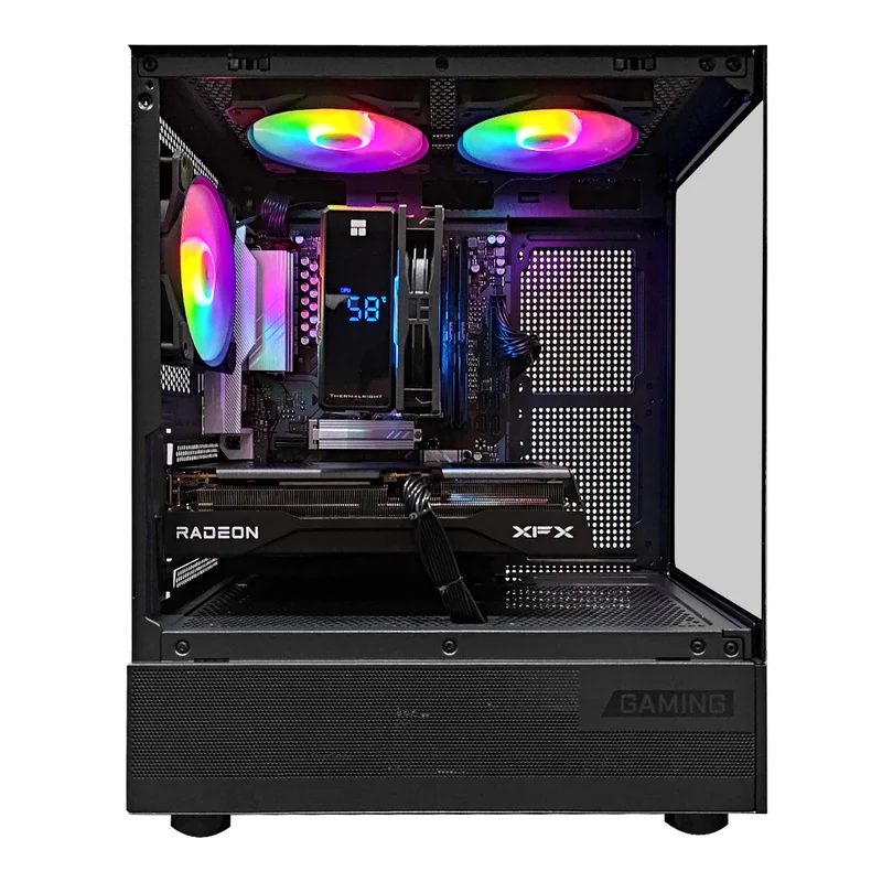 Aurora Pano Black Desktop Gaming PC | AMD Ryzen 7 8700F | 16GB (2x8GB) RAM | 1TB SSD | RX 9060 XT | Windows 11 Pro
