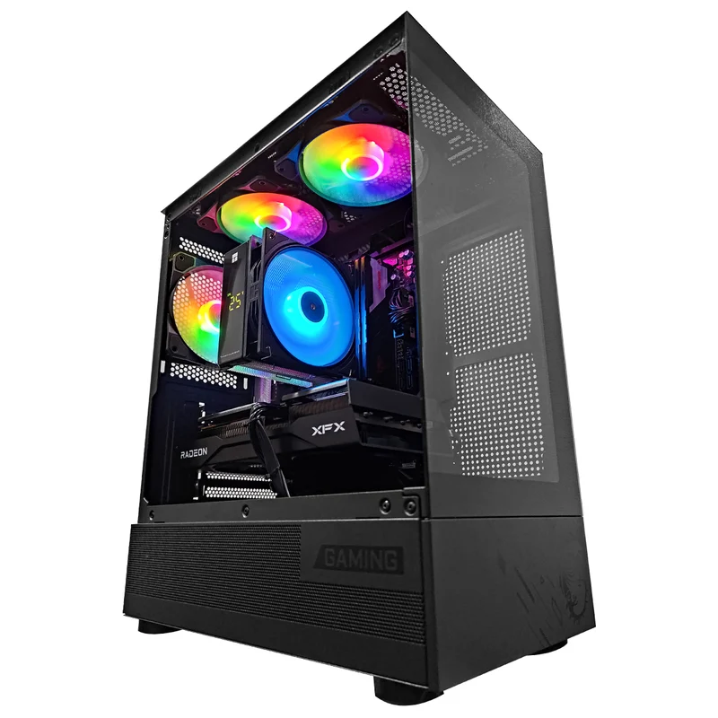 Aurora Pano Black Desktop Gaming PC | AMD Ryzen 7 8700F | 16GB (2x8GB) RAM | 1TB SSD | RX 9060 XT | Windows 11 Pro