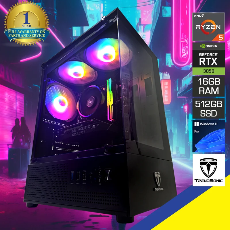 Alpha Juro Black Desktop Gaming PC | AMD Ryzen 5 5500 | 16GB (2x8GB) RAM | 512GB SSD | RTX 3050 | Windows 11 Pro