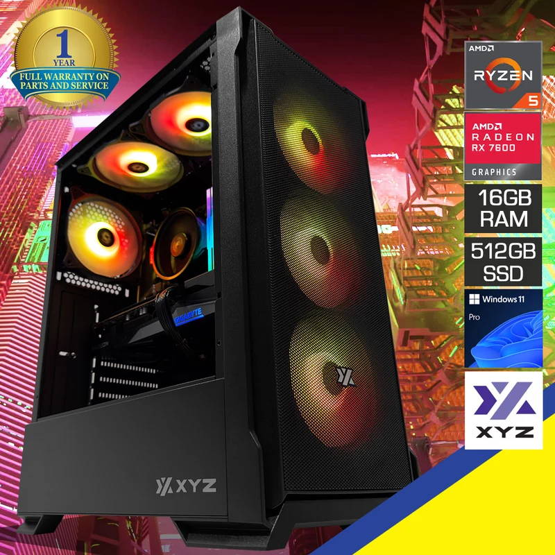 Alpha Airone 300 Black Desktop Gaming PC | AMD Ryzen 5 5500 | 16GB (2x8GB) RAM | 512GB SSD | RX 7600 | Windows 11 Pro
