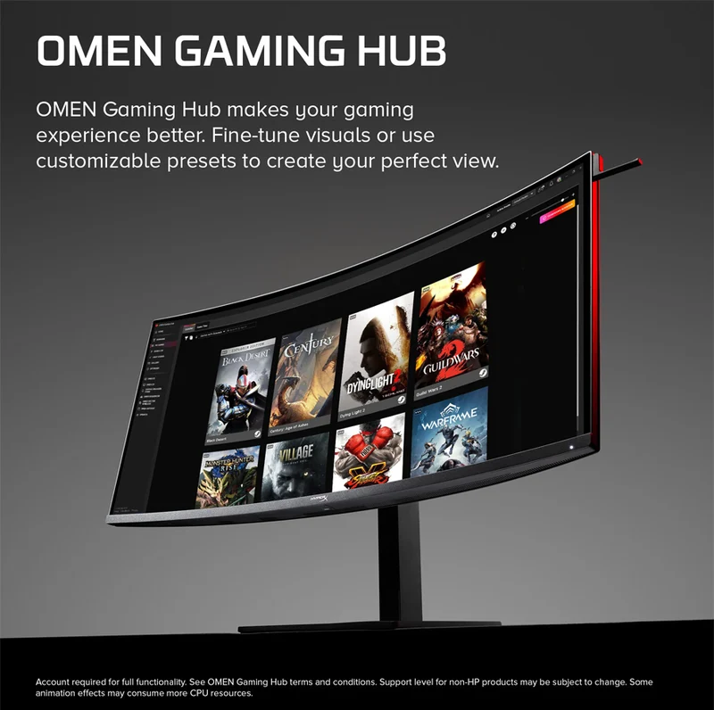 HyperX OMEN OLED C49PPAA 34" WQHD (3440x1440) 360Hz 0.03ms GtG QD-OLED Gaming Monitor with Height/ Tilt/ Swivel Adjustment