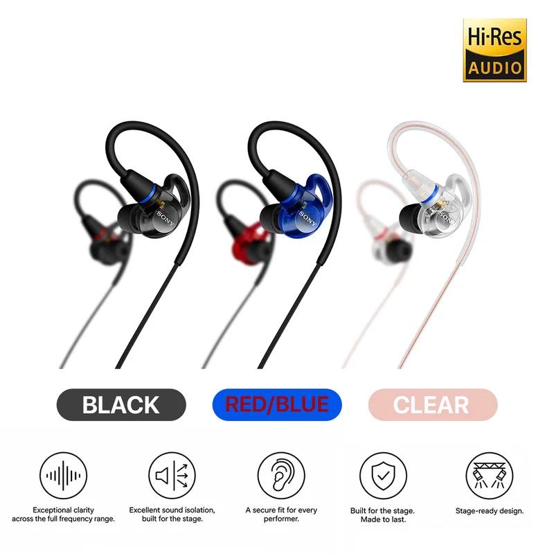 Sony IER-M500 Wired In-ear Monitor Headphones for Professionals (Black, Clear, Red/Blue)