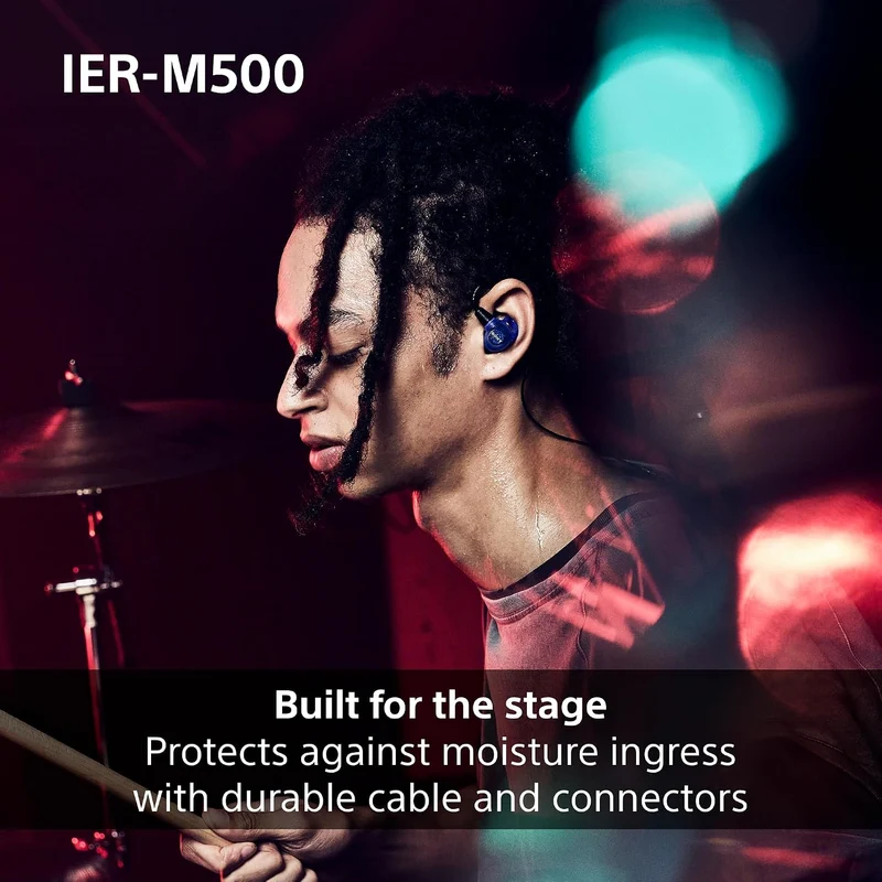 Sony IER-M500 Wired In-ear Monitor Headphones for Professionals (Black, Clear, Red/Blue)