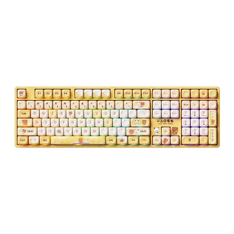 Akko Dudu and Bubu 5108 V5 Multi-Mode RGB Hot-Swappable Mechanical Keyboard (Yellow) (Akko V3 Piano Pro Switch) (103-K051A-011)