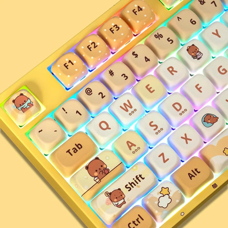 Akko Dudu and Bubu 5108 V5 Multi-Mode RGB Hot-Swappable Mechanical Keyboard (Yellow) (Akko V3 Piano Pro Switch) (103-K051A-011)
